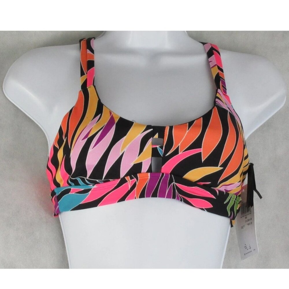 Hurley Juniors Scoop-Neck Strappy Bikini Top Swimsuit, Multi Tropical, XS